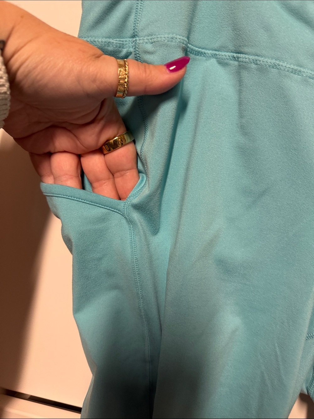 torrid Aqua High-Waist Bike Shorts with Side Pockets - Picture 3 of 5